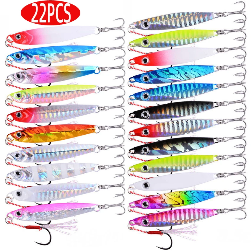 Marine Salt Mix - 22PCS Metallo Cast Jig Cucchiaio Fihsing